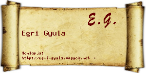Egri Gyula névjegykártya